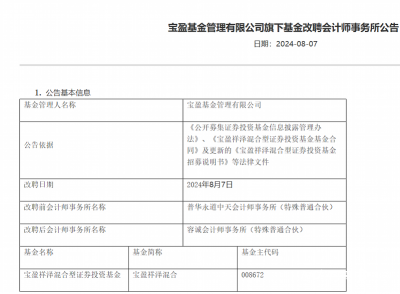 普华永道再丢单！这次是基金公司，含宝盈、创金合信等3家